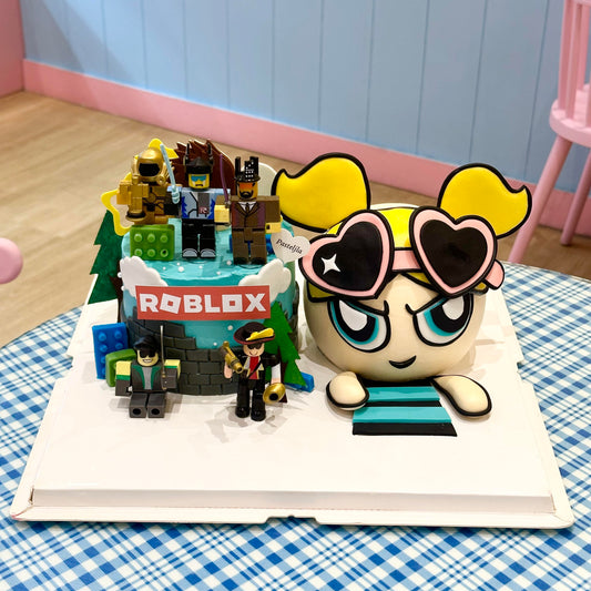 Roblox cake + Power puff girls bubble cake