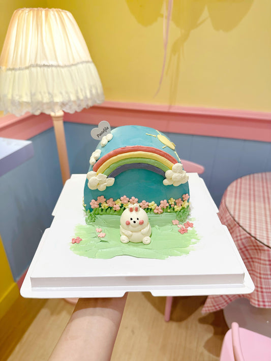 Semi Circle Rainbow Rabbit Cake