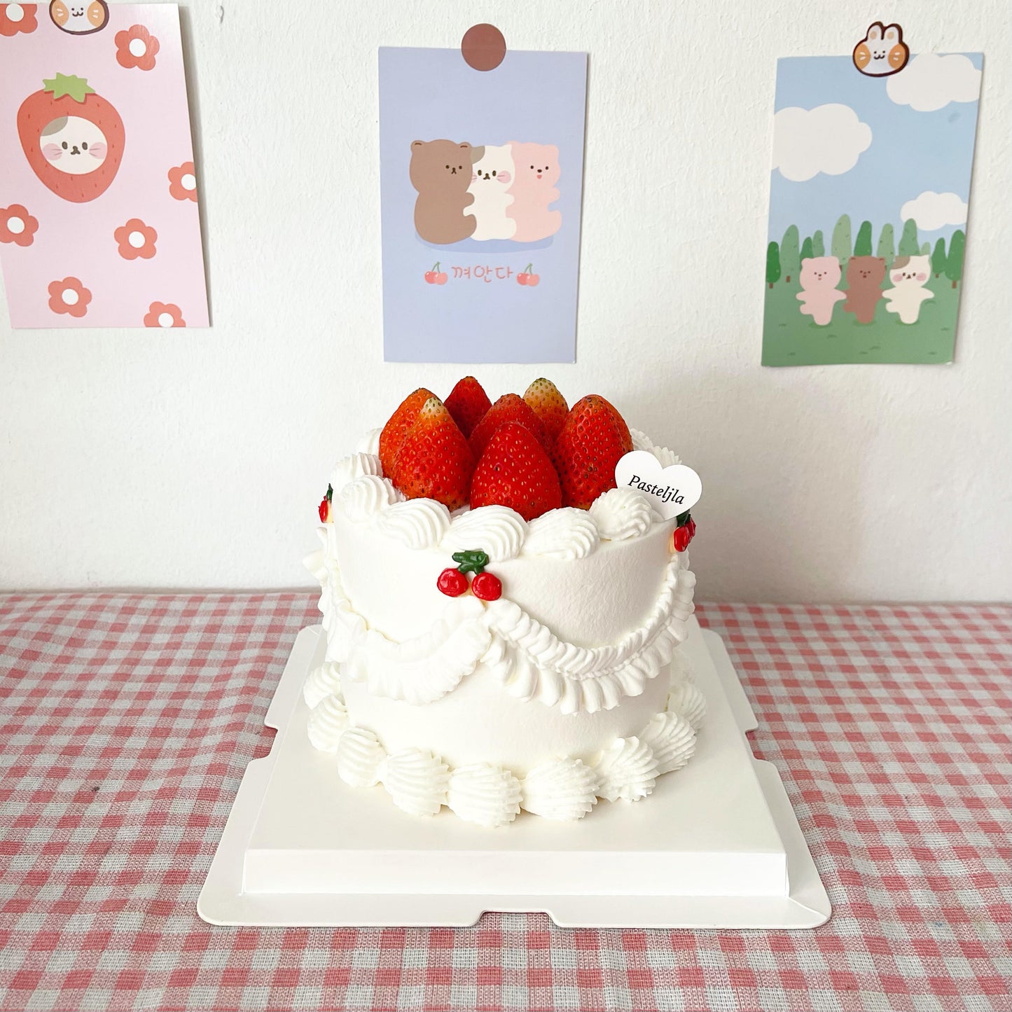 White Cherry Strawberry Cake