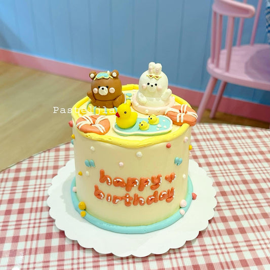 Swimming Bear and Rabbit Cake