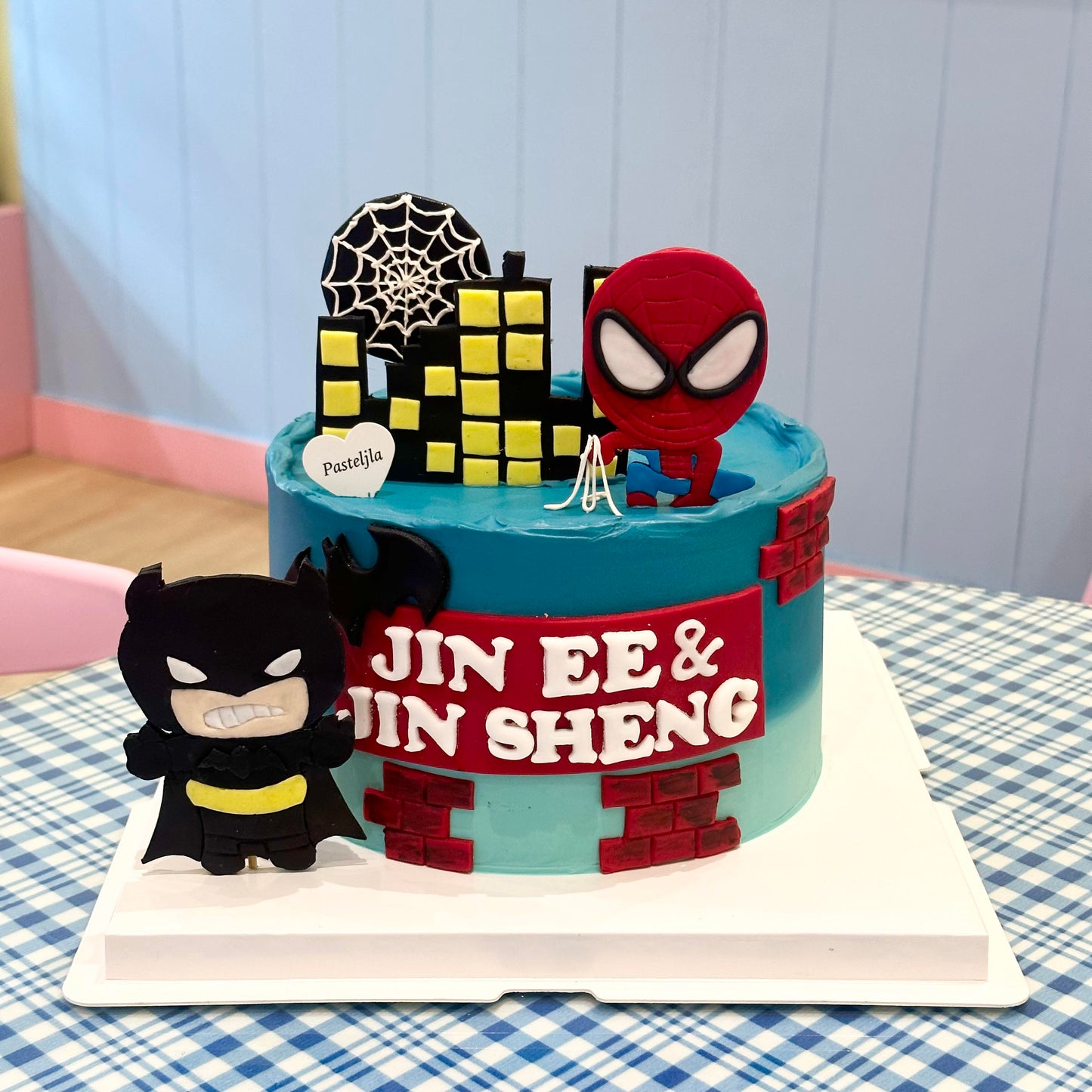 Spider-Man and Batman cake