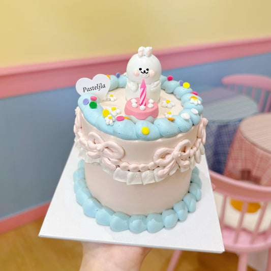 Pastel Pink Blue Bunny Cake