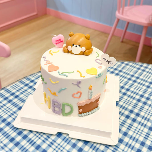 Pastel Minimalist Bear Cake