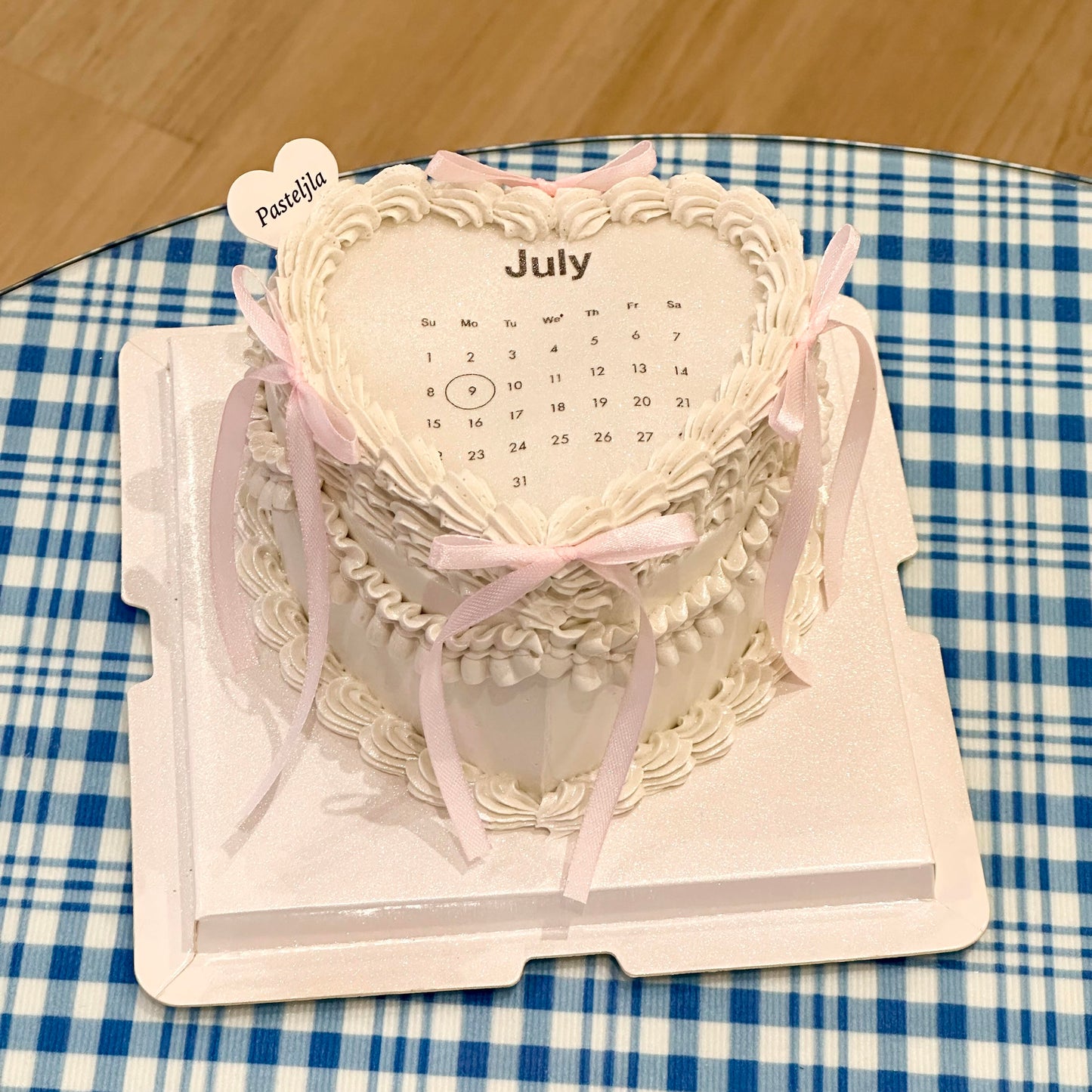 White and pink heart shape burnaway cake