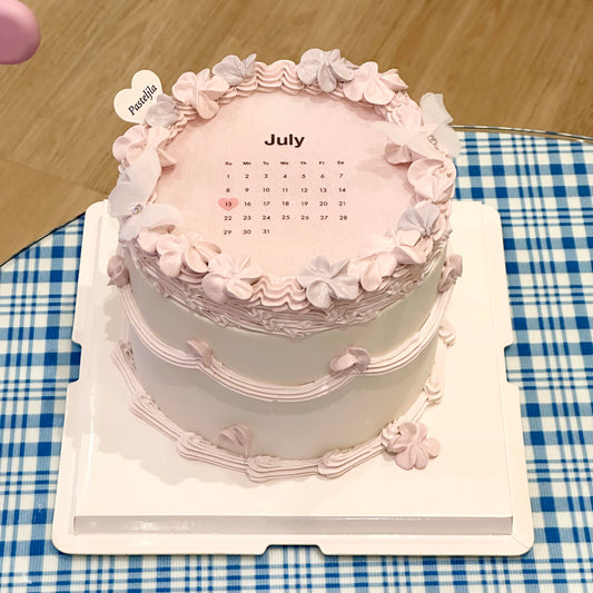 Pink and purple floral burnaway cake