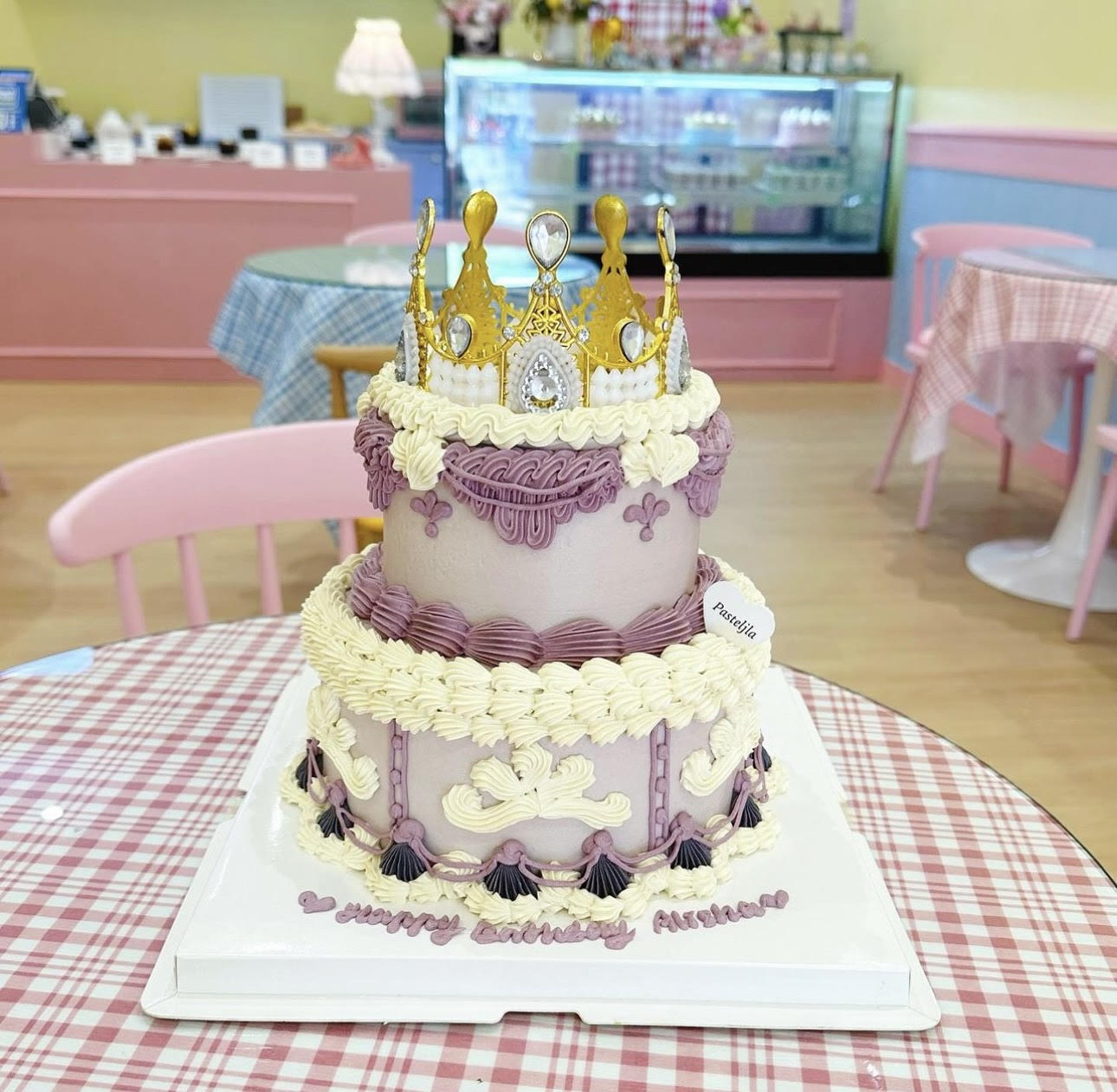 Purple Two Tier Crown Cake