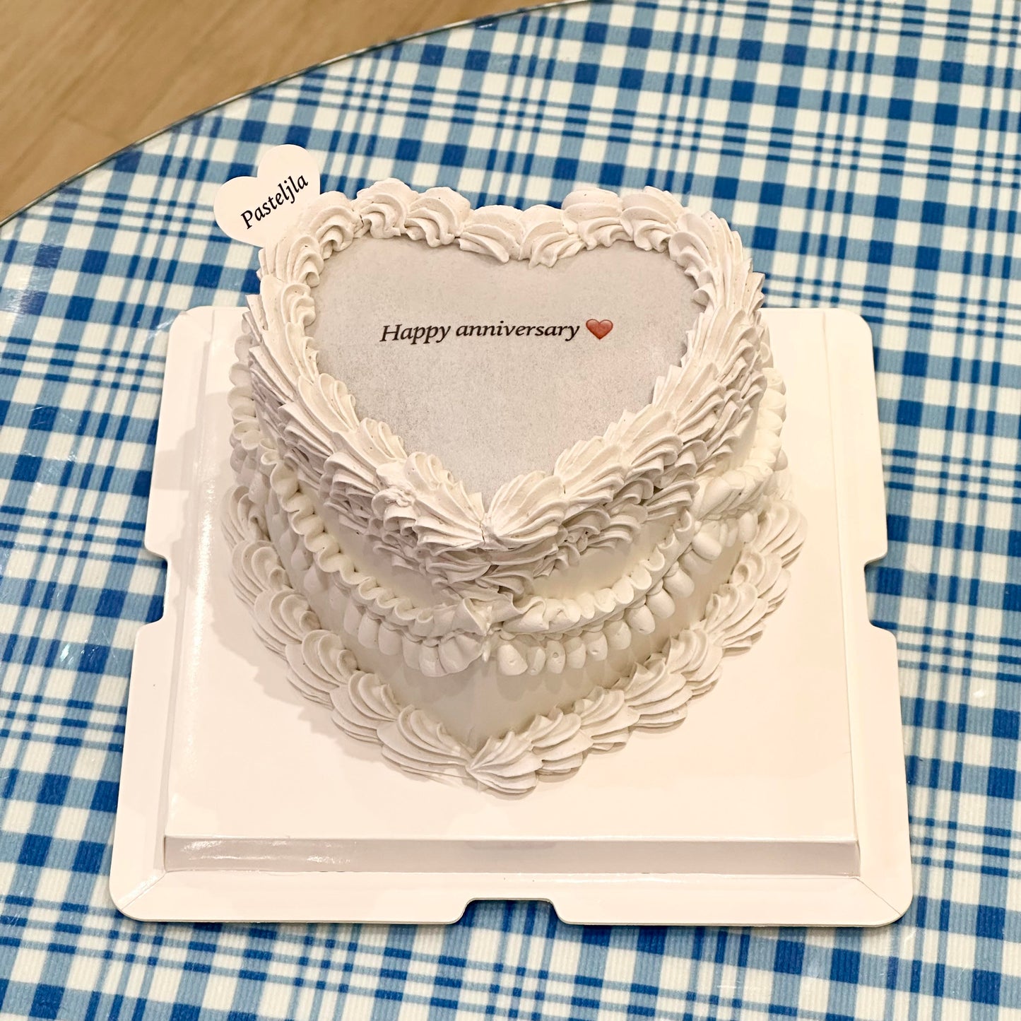 Pure white heart shape burnaway cake