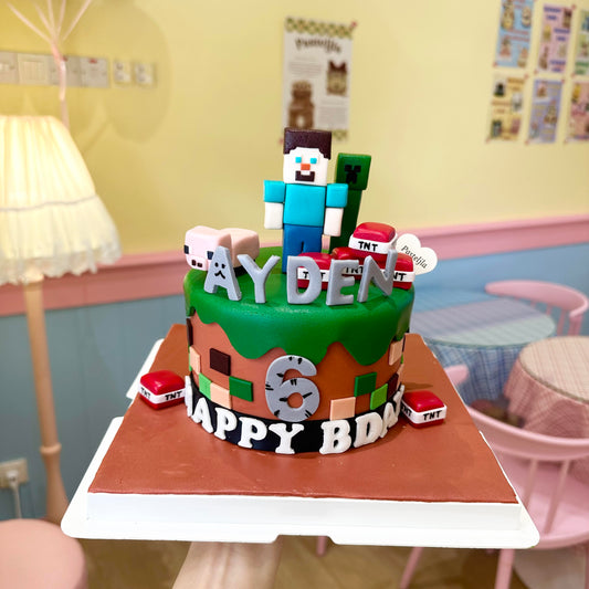 Fondant Minecraft cake