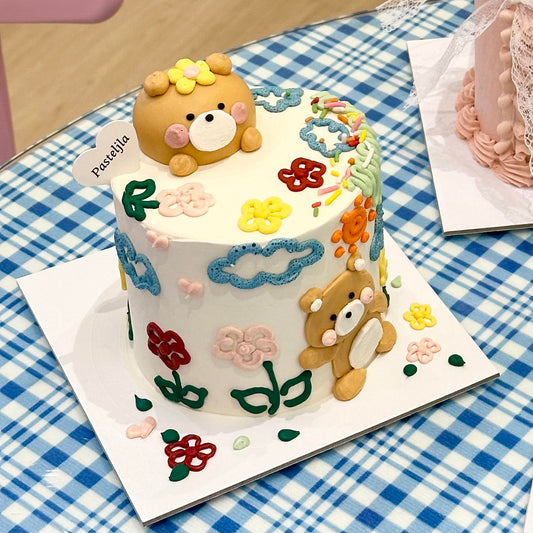 Colorful Doodle Bear Cake