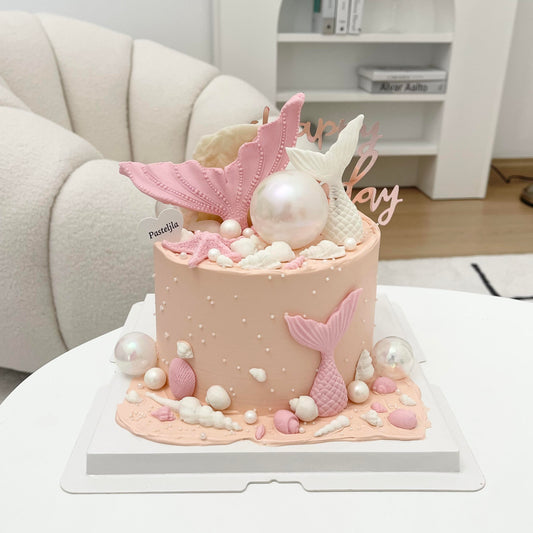 Pink Mermaid Theme Cake