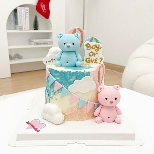 Teddy Bear Gender Reveal Cake