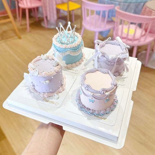 Pink blue and pink pirncess tiny cake set