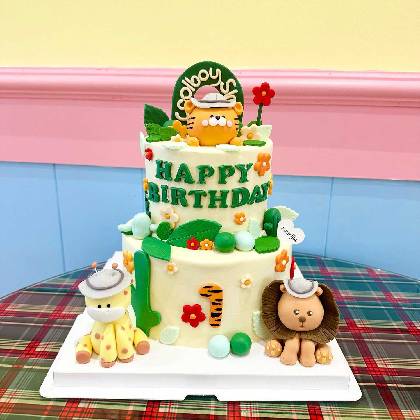 Two tier fondant Safari cake